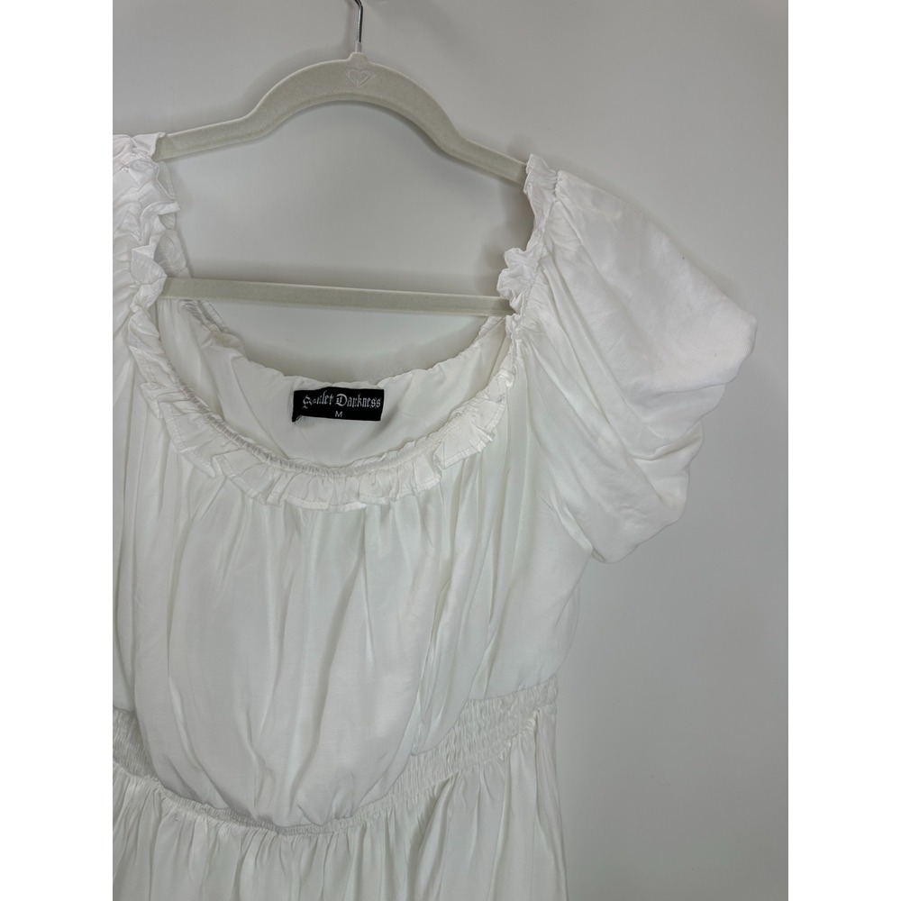 Scarlet Darkness Renaissance Pirate Pleated Shirt White Peplum Top M Medieval - Picture 4 of 10